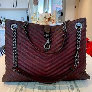 Rebecca Minkoff Edie Chevron Maxi Tote in Garnet